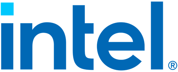 Logo firmy Intel przedstawiające stylizowany napis z nazwą firmy